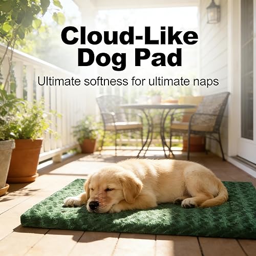 Miniatura 5 de Almohadilla de cama para perros – Tapete reversible de vellón para perros pequeños, medianos y grandes – Suave y lavable, antideslizante, para Verde