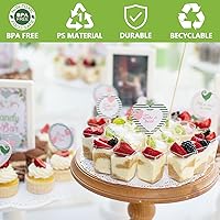 Vista 6 de 50 tazas de postre de 5 onzas con tapas y cucharas, tazas cuadradas de plástico para postres de parfait transparente, mini cuencos para degustación