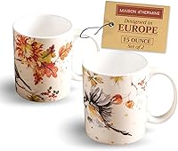 Vista 62 de Maison d' Hermine Taza de café con asas, tazas de porcelana fina de hueso, paquete de una taza de té para bebidas calientes, capuchino latte