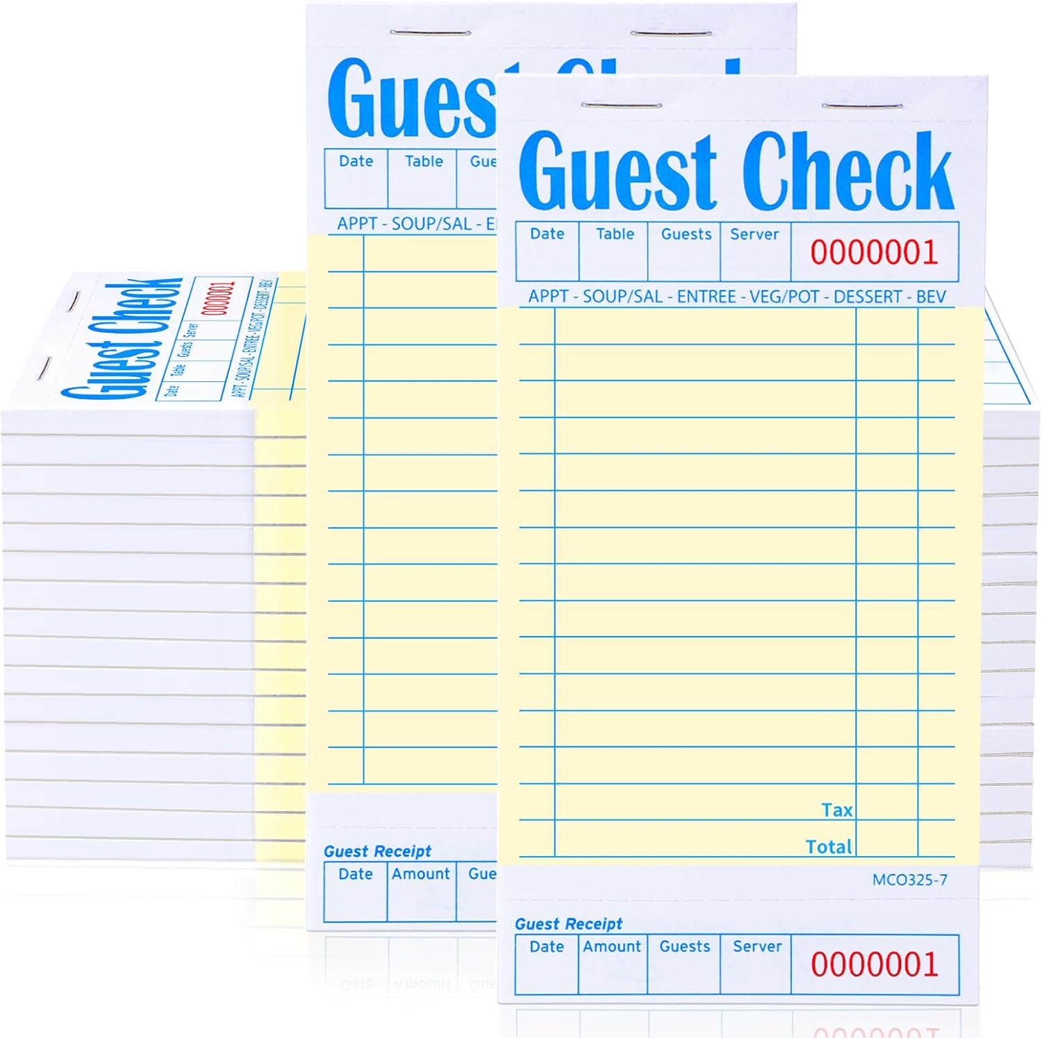 100 Pack Guest Check Book for Servers Bulk, Waitress