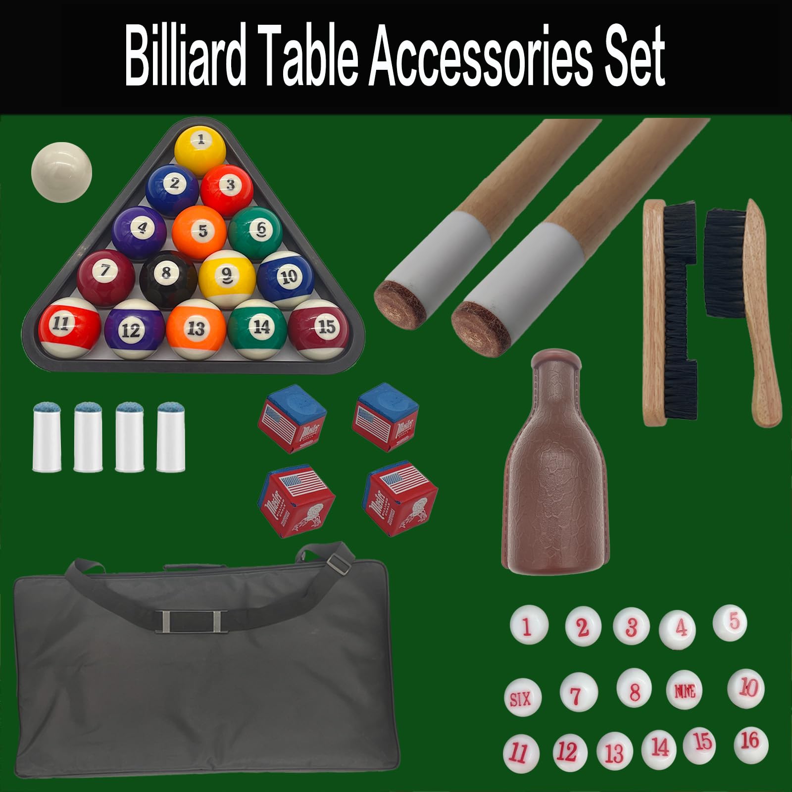 Pool Table Accessories Billiard Balls Set With Triangle Ball Holder Cue Chalks Pool Cue Tips Pool Sticks Table Brush Spot Position Stickers Billiard Accessories, Billiard Balls - Canada - View #4