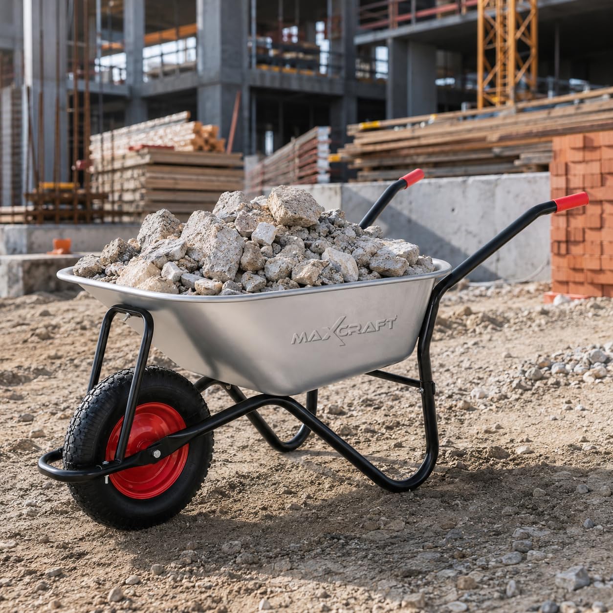 Schubkarre 250 kg 100 L Bauschubkarre Gartenschubkarre Transportkarre Schiebkarre mit Luftbereifung - Silber/Schwarz