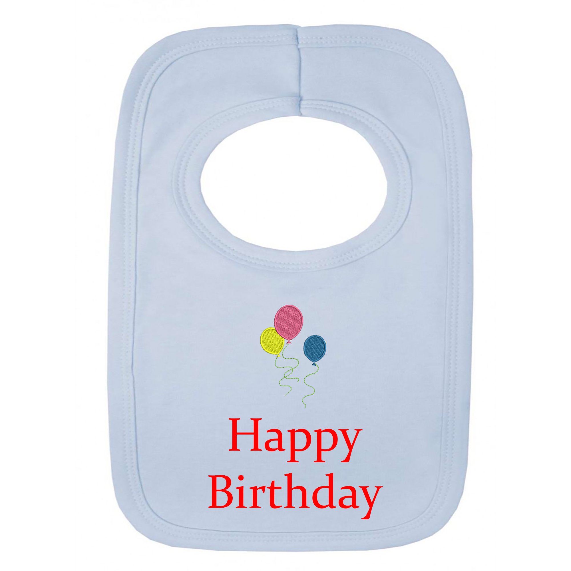 Personalised Baby BIB - Happy Birthday 3 Balloons - (NO Stickers)- Beautifully Embroidered
