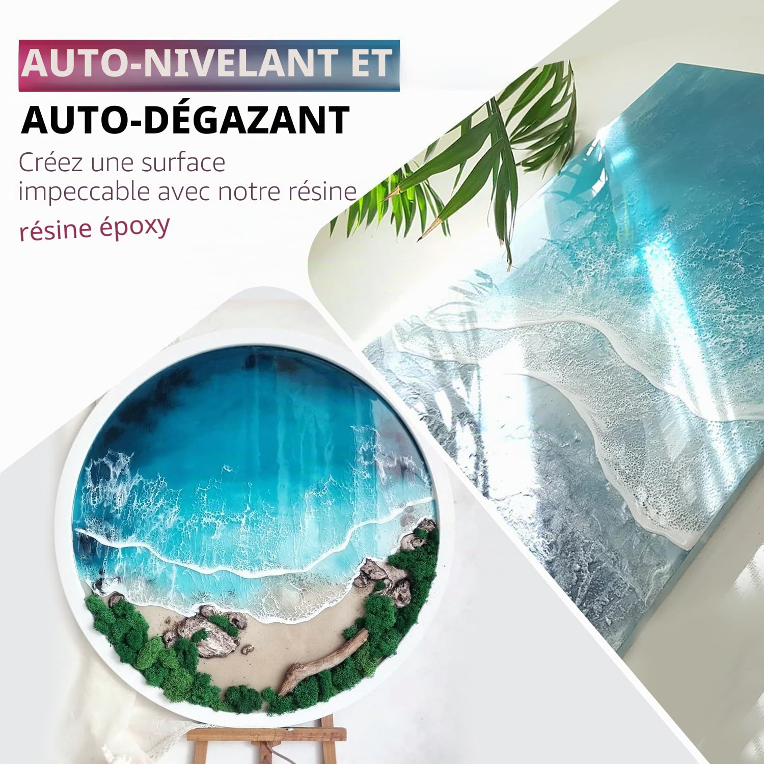 Resine Epoxy,3785ml 1:1 Résine époxy et Durcisseur transparente pour Bois, l’artisanat et l'art, Tables de Rivière, Fabrication de Bijoux