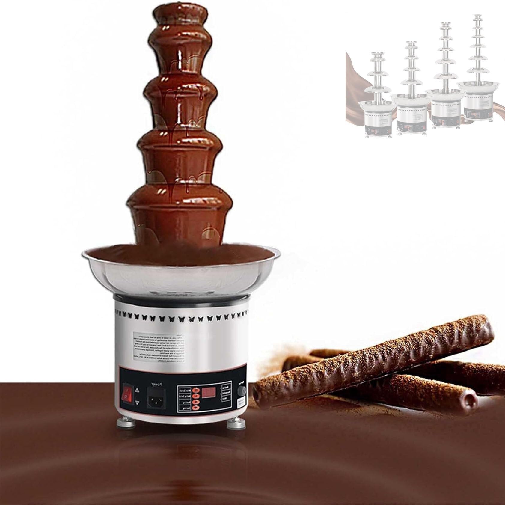 DFEDHF Large Capacity Chocolate Fountain Machine, 4/5 Tiers Commercial Chocolate Fondue Waterfall for Cooking Commercial Household Wedding Birthday (5tier)