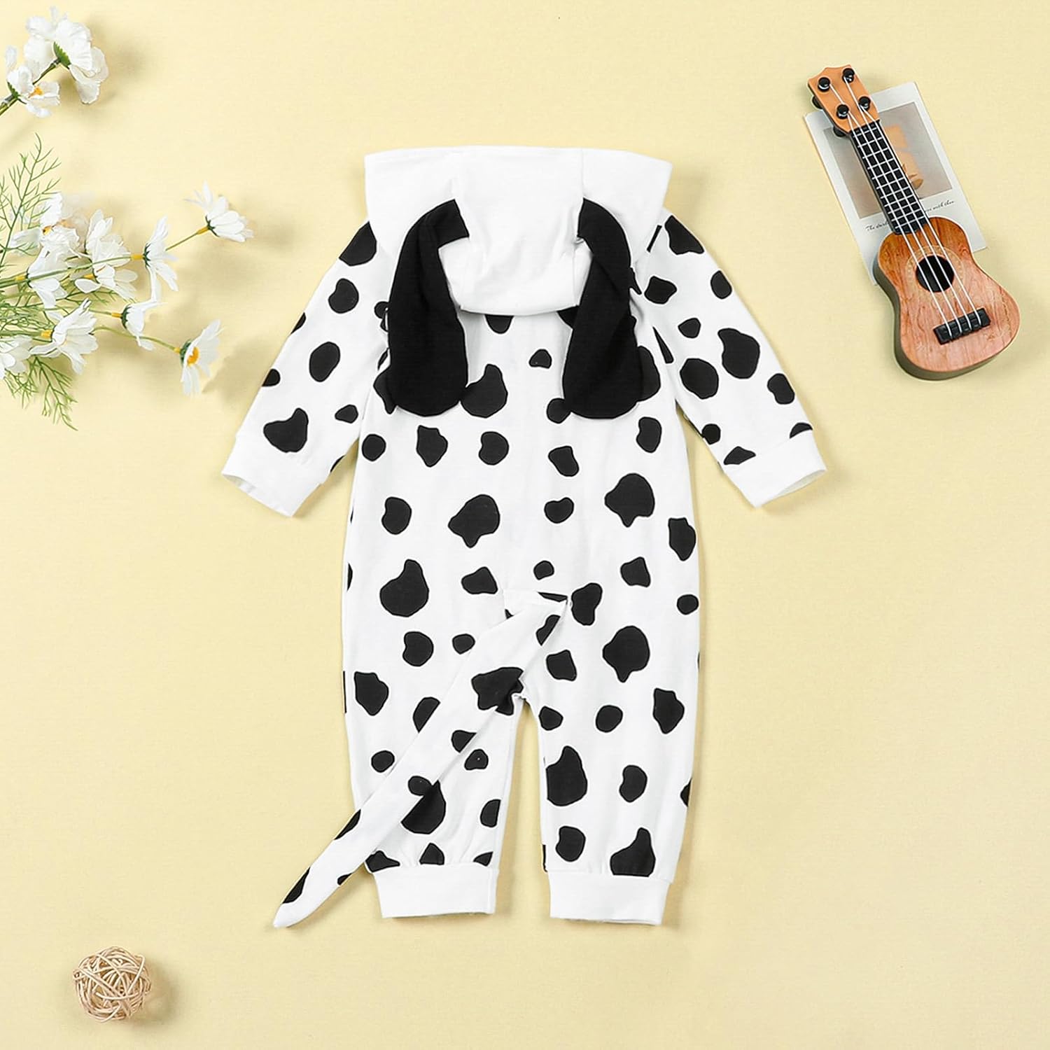 Dalmatian Costume Baby Boy Girl Halloween Outfits Long Sleeve Zip Up Hoodies with Ears + Tail Pants Fall Clothes Set - Image 3