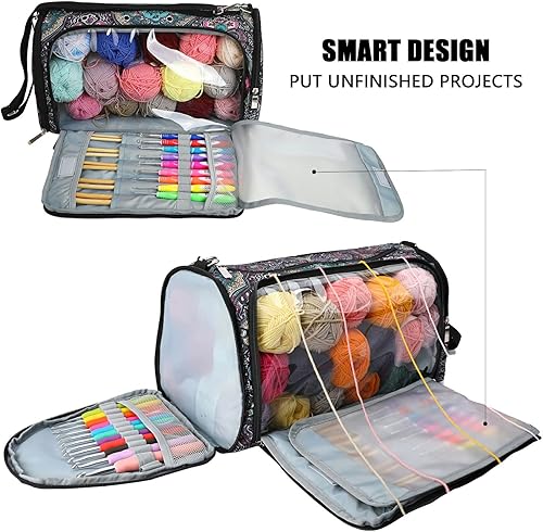 Miniatura 5 de Bolsa de almacenamiento de hilo grande con agujero de hilo, bolsa de hilo de ganchillo, organizador de almacenamiento de hilo, bolsa de punto con