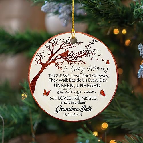 Vista 85 de Adorno de cerámica con cardenal personalizado en memoria amorosa, los seres queridos pueden dejar este mundo pero nunca dejan nuestros corazones