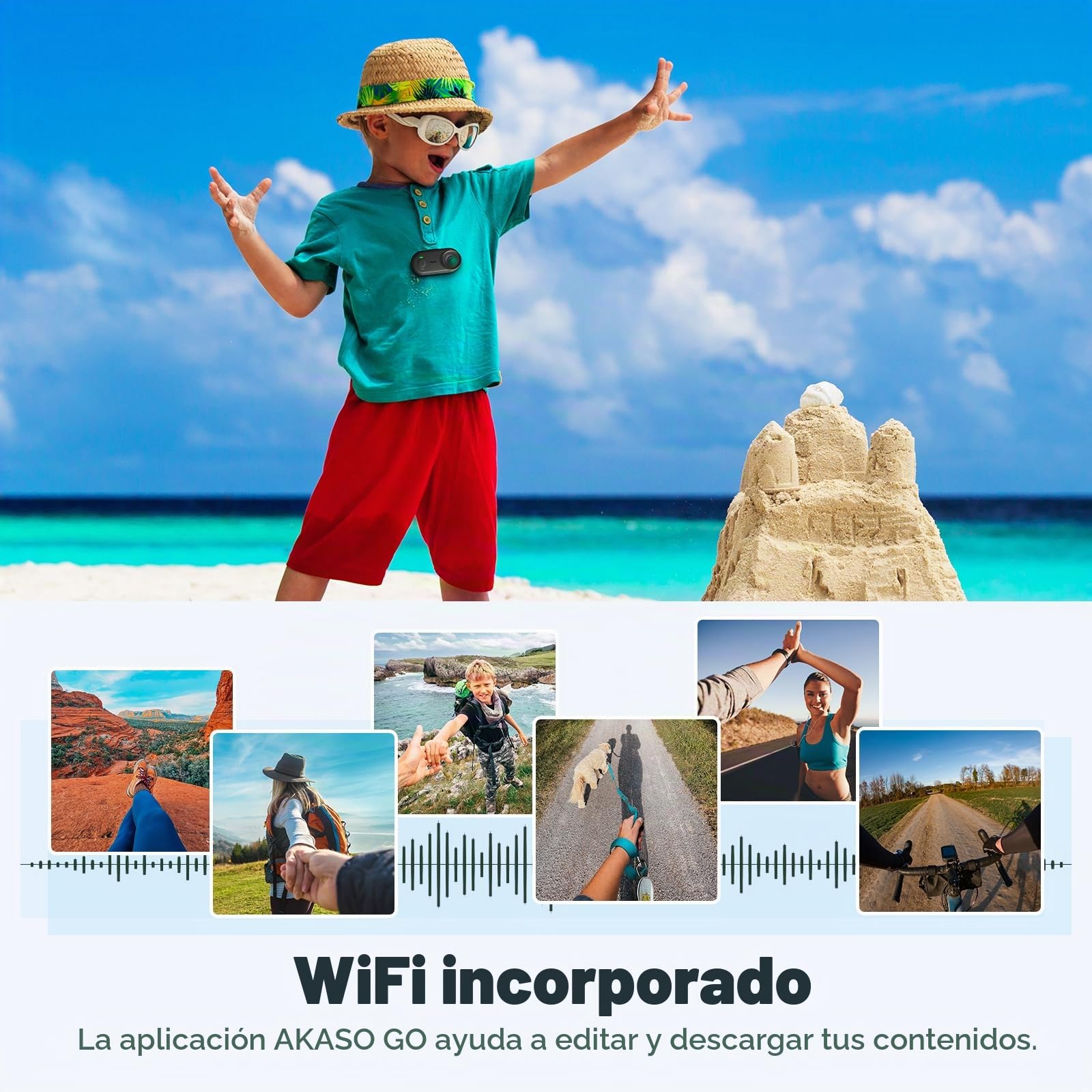 AKASO Keychain3 Mini Cámara Corporal 4K Cámara Deportiva para el Pulgar | Cámara de acción portátil con Estabilización EIS para Vlog, grabación de Video POV, Viajes, Mascotas y Deportes (64GB) Negro