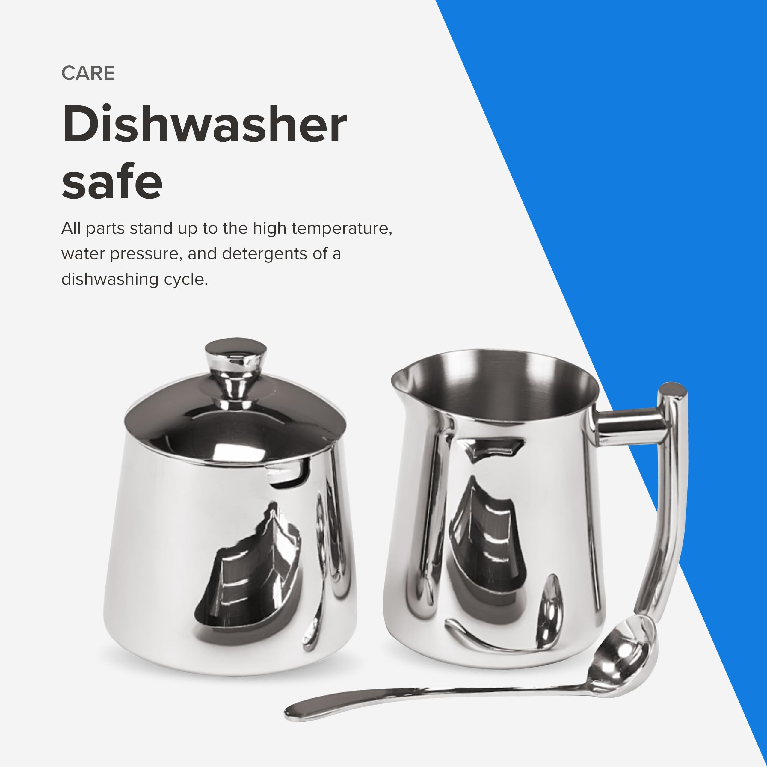 Frieling USA - Juego de azúcar y crema de acero inoxidable 18/10, accesorios para café y té con jarra de metal de 10 onzas y azucarero con tapa