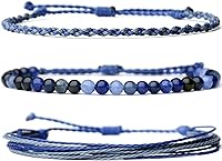 Vista 260 de Handmade Natural Stone Beaded Healing Bracelet Gift for Men Adjustable Rope String Bracelet
