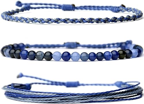 Miniatura 260 de Handmade Natural Stone Beaded Healing Bracelet Gift for Men Adjustable Rope String Bracelet