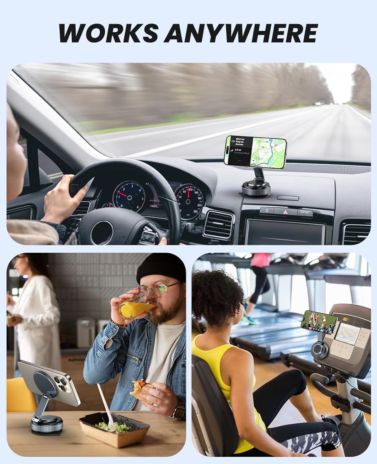 Suction Phone Mount for Car Dashboard/Windshield - 360°Adjustable Magnetic Phone Holder for Car, Foldable Car Phone Holder for iPhone 17/16/15/14/13/12 Series (Carbon Fiber & Aluminum Alloy) - Image 6