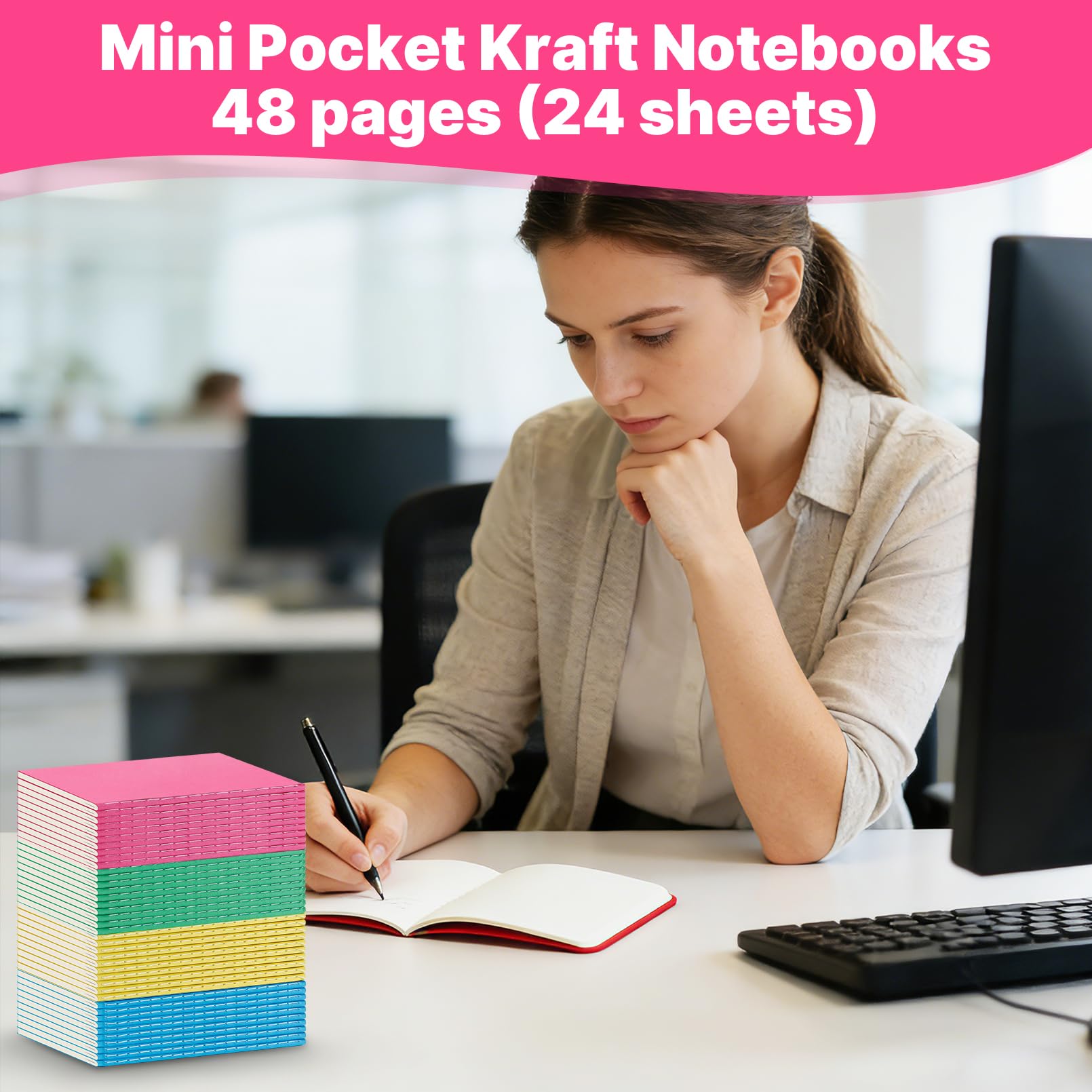 Lot de 150 mini carnets de croquis vierges en vrac, 10,2 x 10,2 cm, mini carnets de croquis vierges de poche, couvertures colorées, journaux non lignés pour écrire et dessiner (24 feuilles/48