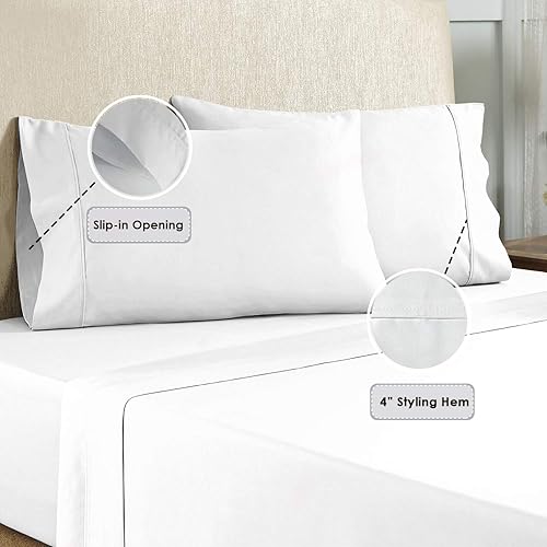 Miniatura 3 de Pizuna Linens - Juego de sábanas de 800 hilos, 100 % algodón peinado, tejido de satén.