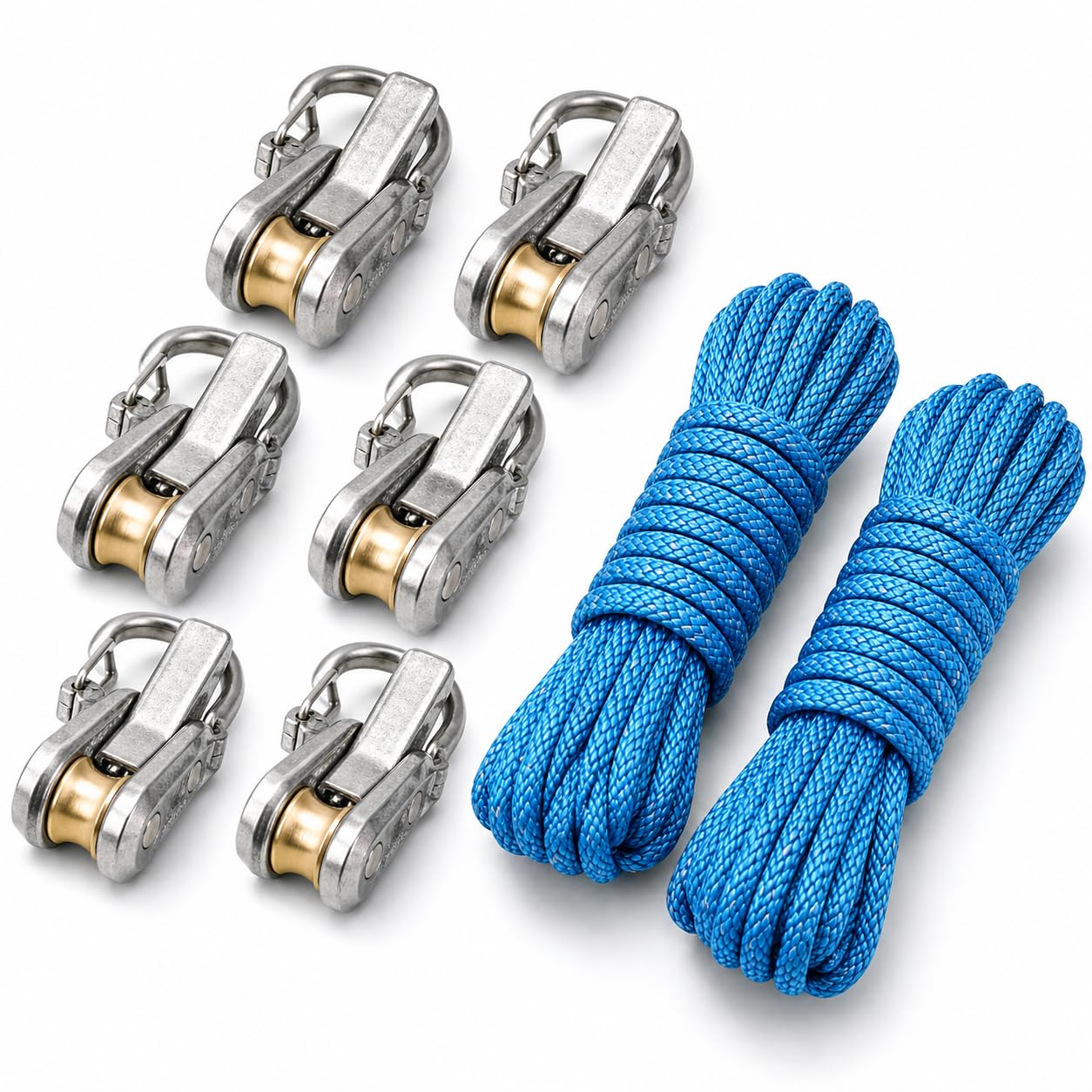 6 Pezzi Tenditore con Rulli, Grilli Acciaio Inox per Fissaggio, Gancio Parabordo, Regolazione Rapida, Attrezzo da Campeggio per Telo, Tenda, Attività all'Aperto