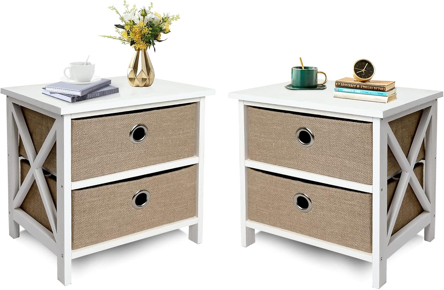 ACEHOME Nightstand Set of 2, 2 Drawers for Bedroom, Small