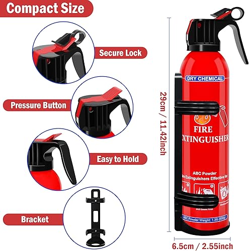 Miniatura 2 de ABC - Extintor de incendios para el hogar, barco, coche, cocina, garaje con soporte de montaje, aerosol extintor, compacto A, B, C, portátil y fácil