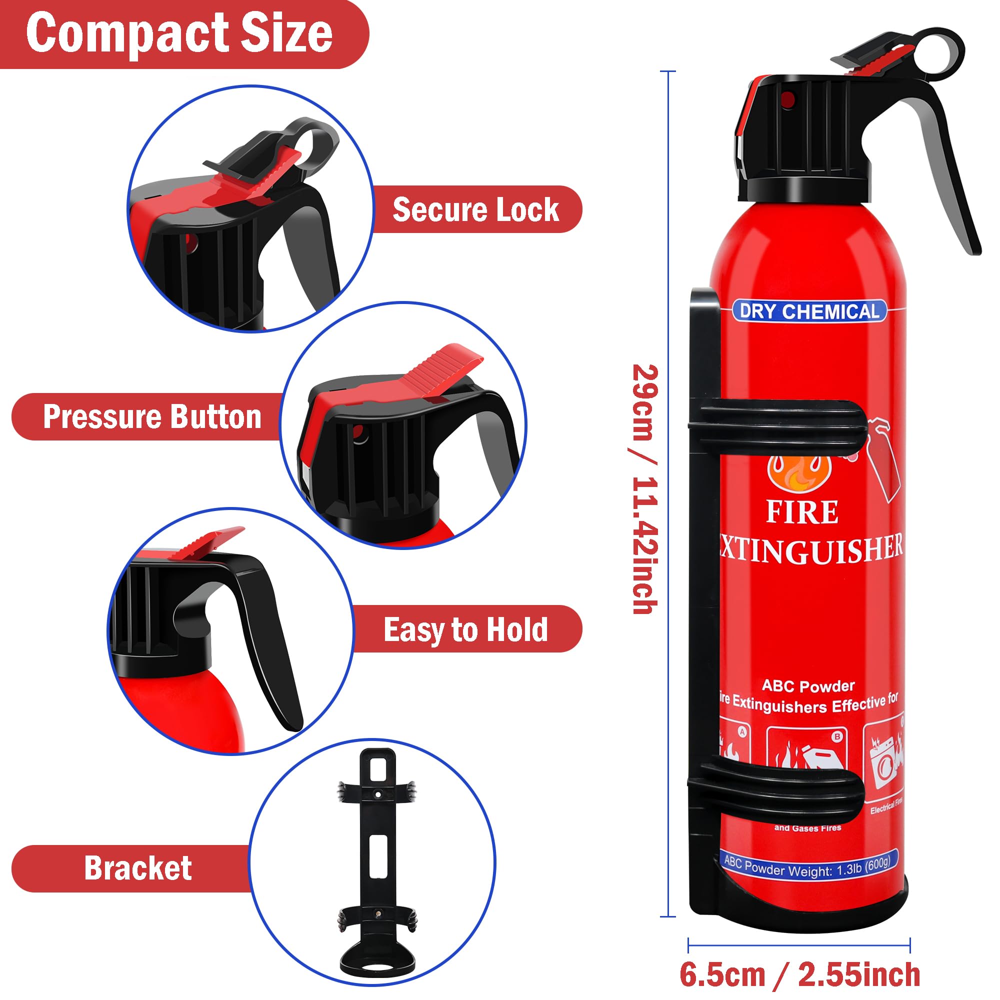 ABC Fire Extinguishers - 4 Pack for Home & Car -2