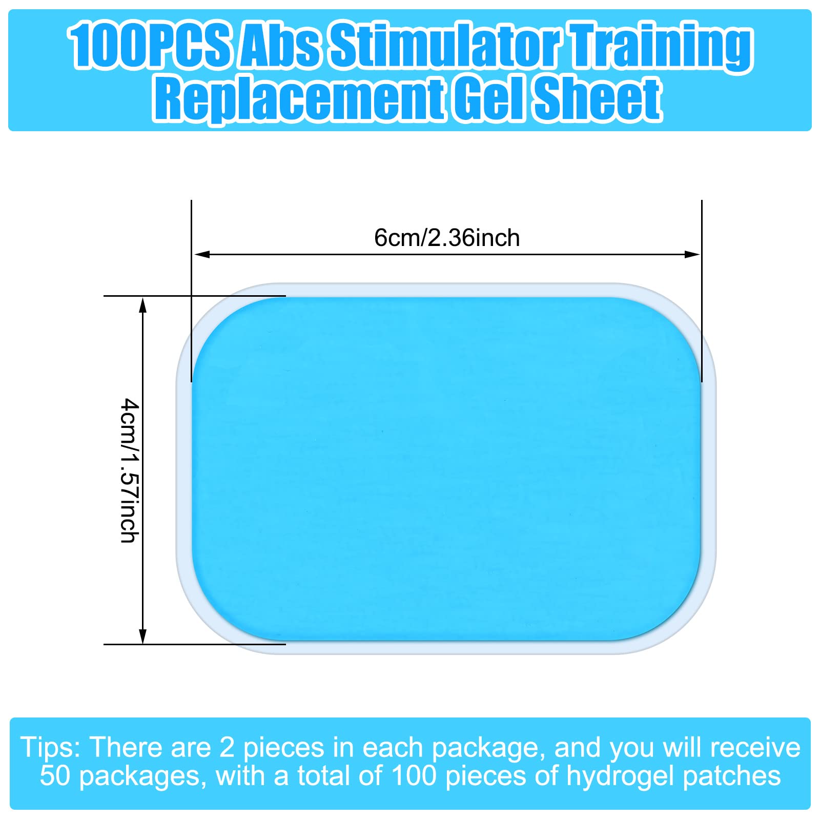 Hungdao 100 Stück 50 Packungen Gelpads für ABS-Stimulator ABS Trainer Ersatz Gel Sheet ABS Gel Pads Muskel Stimulator Pads für Bauchmuskeltrainer AB Workout Toning Belt