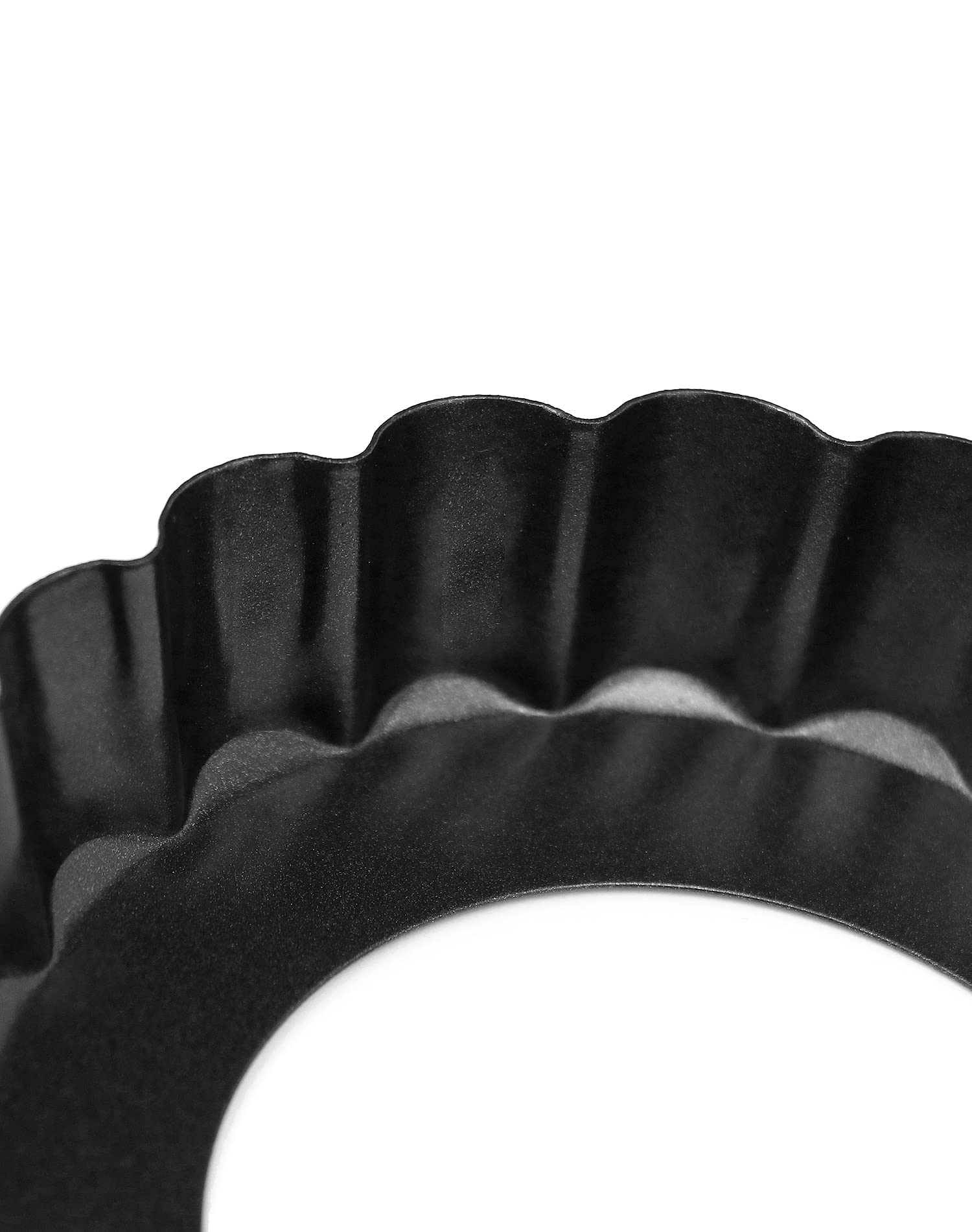 QWORK® 10-częściowa forma do tart Ø10cm z podnoszoną podstawą, foremki na mini tartaletki, forma do quiche wykonana ze stali węglowej dopuszczonej do kontaktu z żywnością z powłoką nieprzywierającą