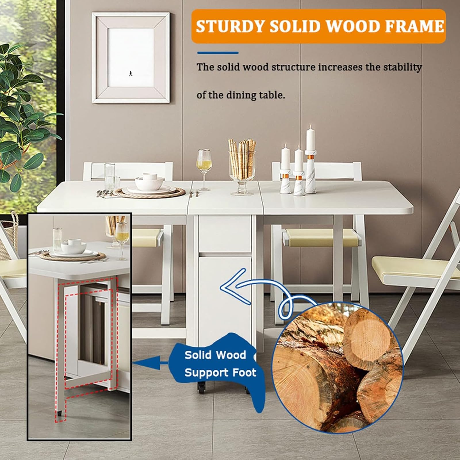 Amazon｜木製拡張可能なダイニングテーブルと椅子セット、折りたたみ