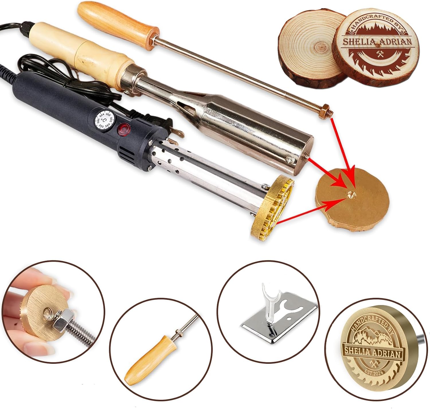 Custom Branding Iron Electric for Wood Personalized Logo Branding Irons Wood Burning Stamp Leather Party Handcrafted Design Wedding Bread 1in