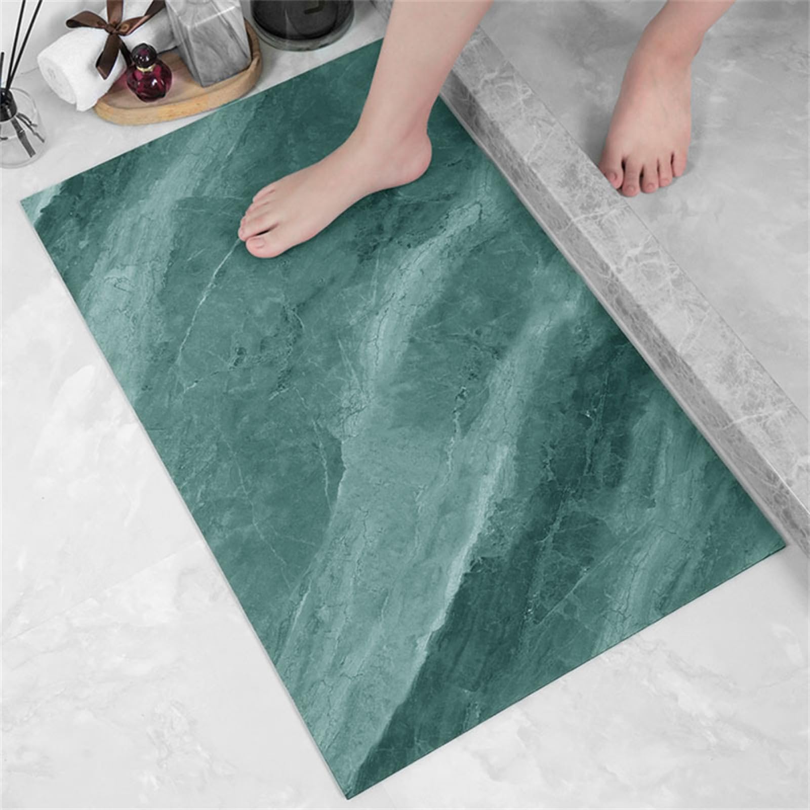 Alfombras baño lavable para una ducha segura y cocina limpia en color verde