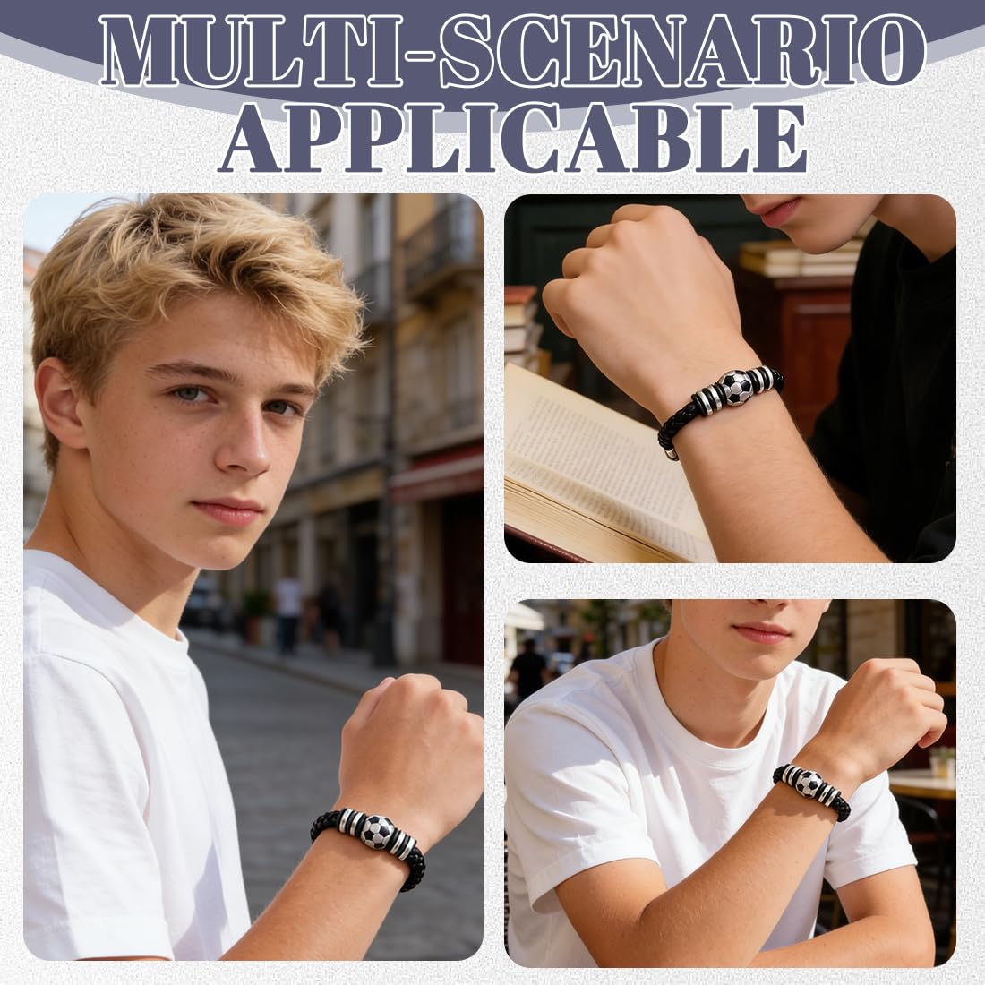 1 pieza Ideas de regalo para chico Longitud 7,5 pulgadas Pulseras para niño Pulsera de fútbol para chicos Regalos de cumpleaños y Navidad