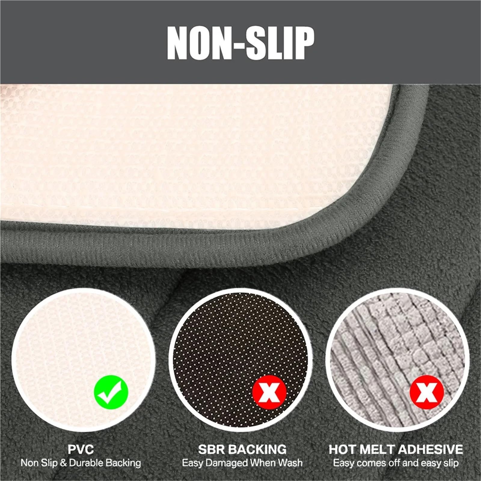 Memory Foam Badteppich 3er Set, rutschfest Rechteckig & U-Form Weich & Saugfähig WC Vorleger Dunkelblau Badzubehör