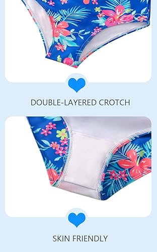 Miniatura 6 de Traje de baño de una pieza con protección solar de manga larga para niños pequeños, con protección solar UPF 50+ para niñas de 4 a 12 años
