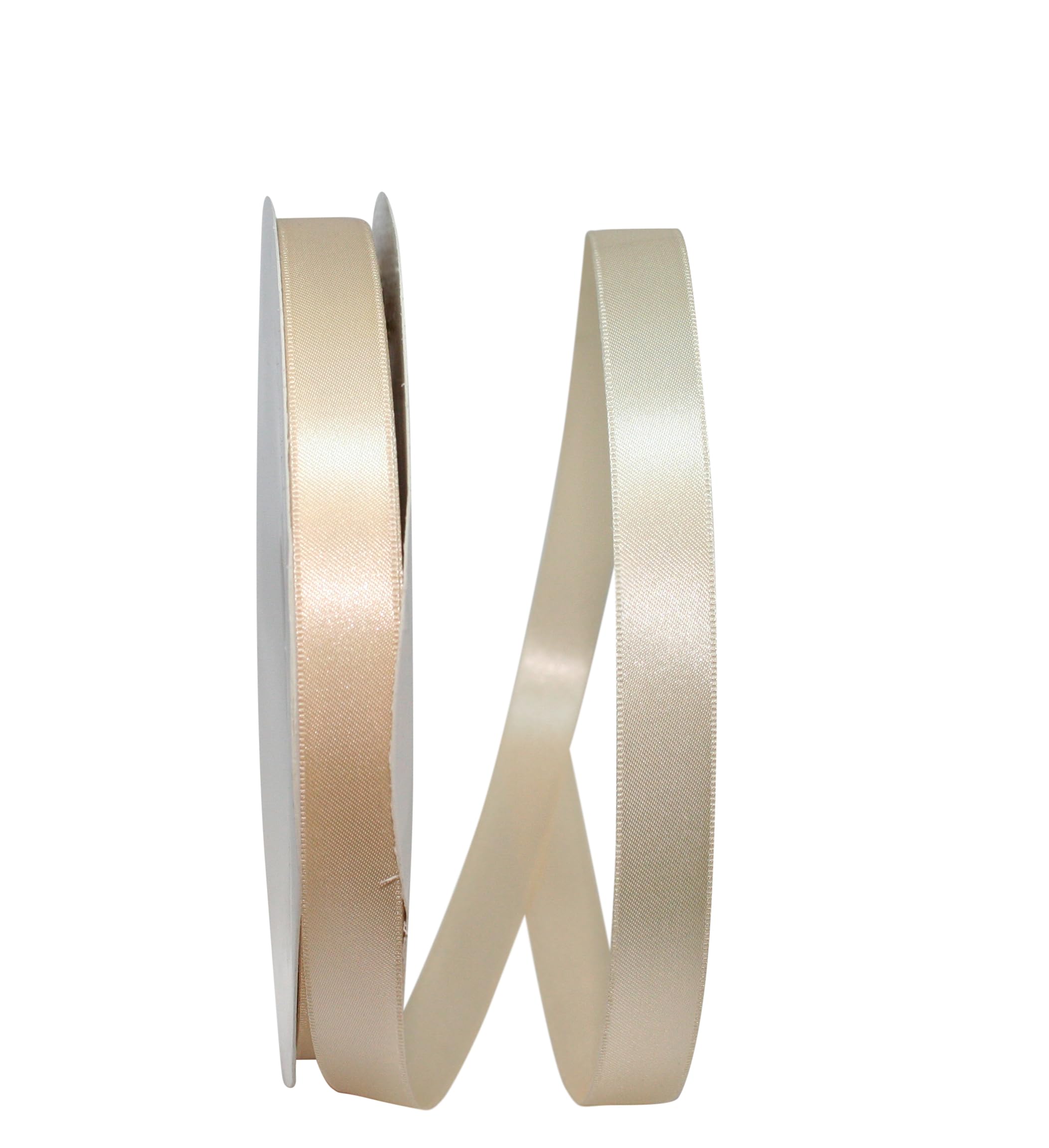Photo 1 of Reliant Ribbon 5000-810-03C Double Face Satin Allure Dfs Ribbon, 5/8 Inch X 100 Yards, Ivory