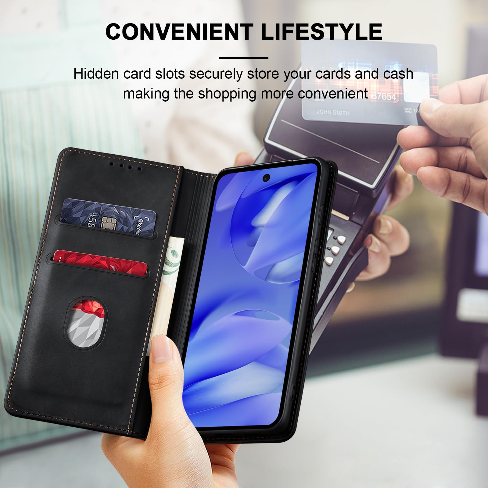 Housse Portefeuille En Cuir PU Pour Google Pixel 3a XL, Avec Verre