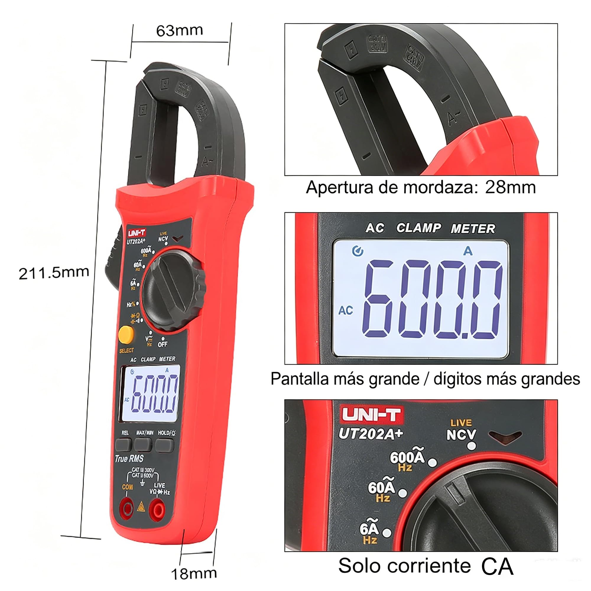 UNI-T UT202A+ Digital Multimeter 6000 Counts Auto Range True RMS clamp Meter — Amazon image 5