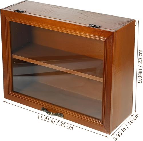 Miniatura 6 de Beavorty Vitrina de madera coleccionable, caja de exhibición de figuras en miniatura con soporte de ventana transparente, caja de sombra para