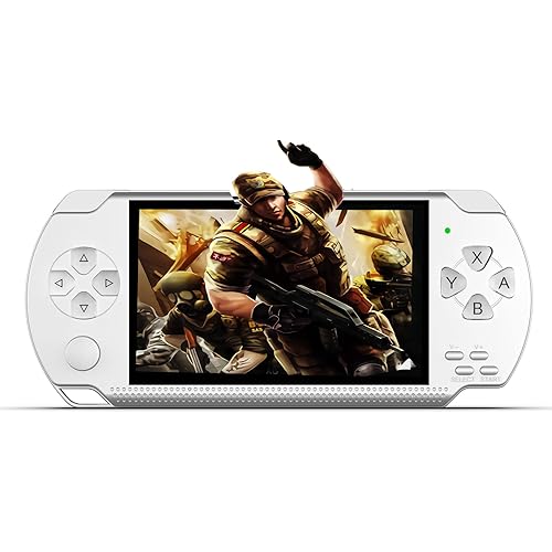 Handheld Game Console, Built-in 1200 Games 4.3’’ HD Screen Retro Gaming System, Portable Rechargeable Game Console with Dual Joystick, Support TV Output, Best Gift for Adult (White)