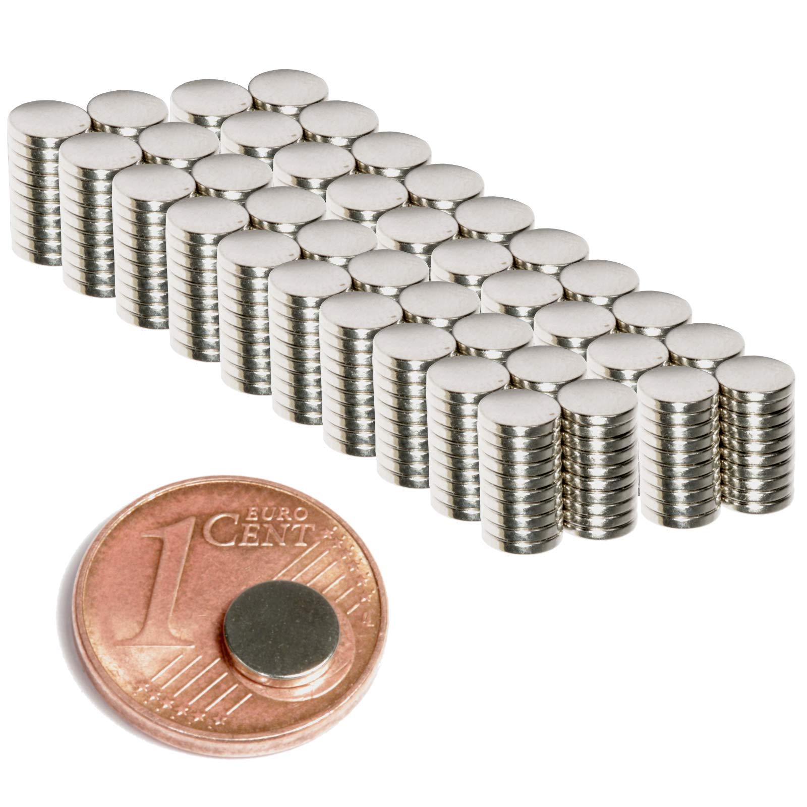 Magnes neodymowy N52 6 x 1 mm do tablicy magnetycznej, na lodówkę, silne krążki, magnesy – tablica suchościeralna, płaska, okrągła 6 mm x 1 mm – tarcza magnetyczna (500)