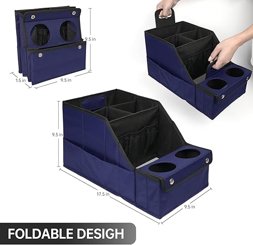 Miniatura 8 de MULISOFT Organizador de asiento de automóvil, organizador de asiento trasero con 11 compartimentos de almacenamiento y 2 portavasos, azul