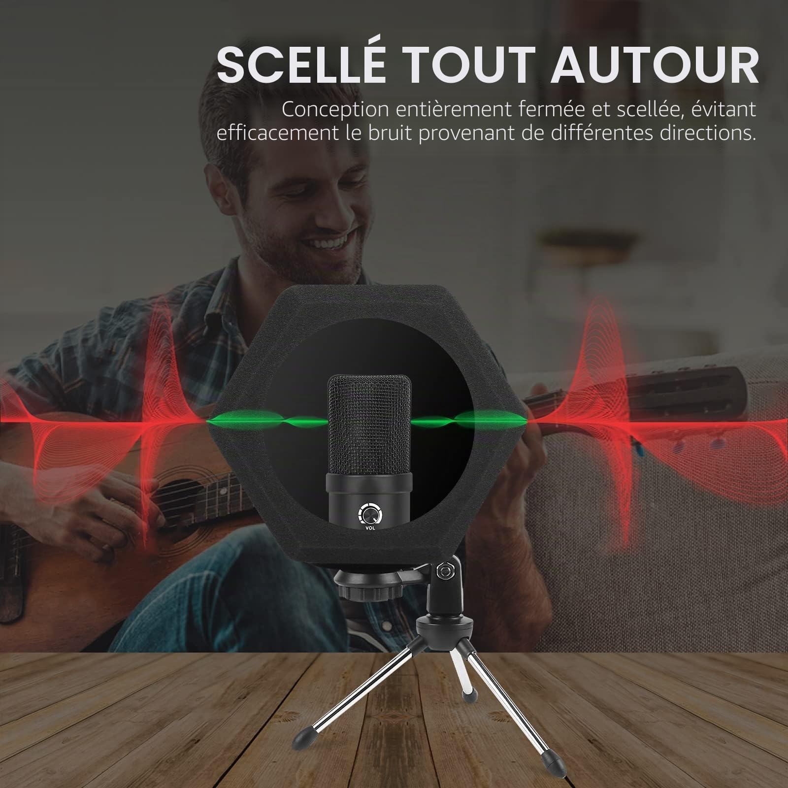 C2 Filtre anti-pop pour microphone - Filtre anti-pop - Filtre d'enregistrement acoustique et bruit - Réduction des reflets - Couverture insonorisée de 45 à 60 mm