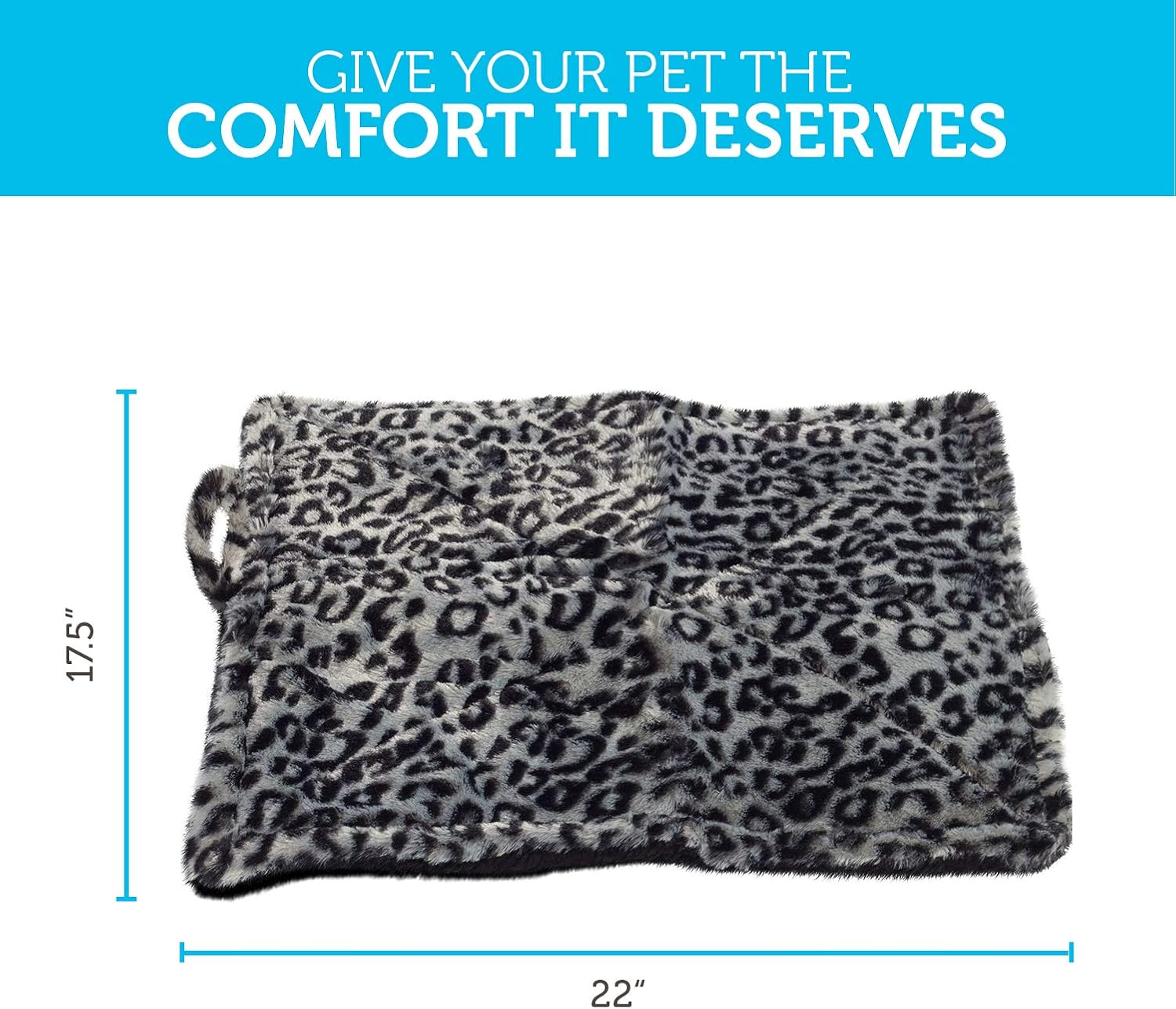 Paws & Pals Thermal Cat Self Warming Bed 20" x 17.5" - Mat for Pets Dog Kittens Puppy - Grey White Black Leopard Print