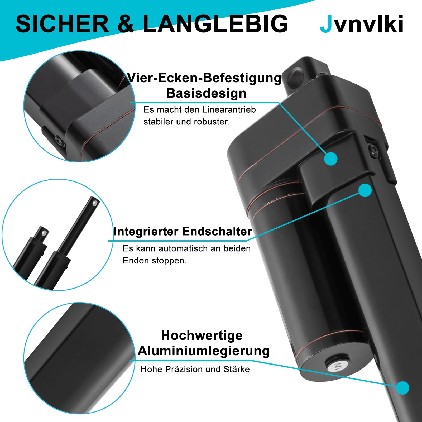 Hochgeschwindigkeits-Linearantrieb 12V 400N IP65 100mm 34mm/s mit Montagehalterungen