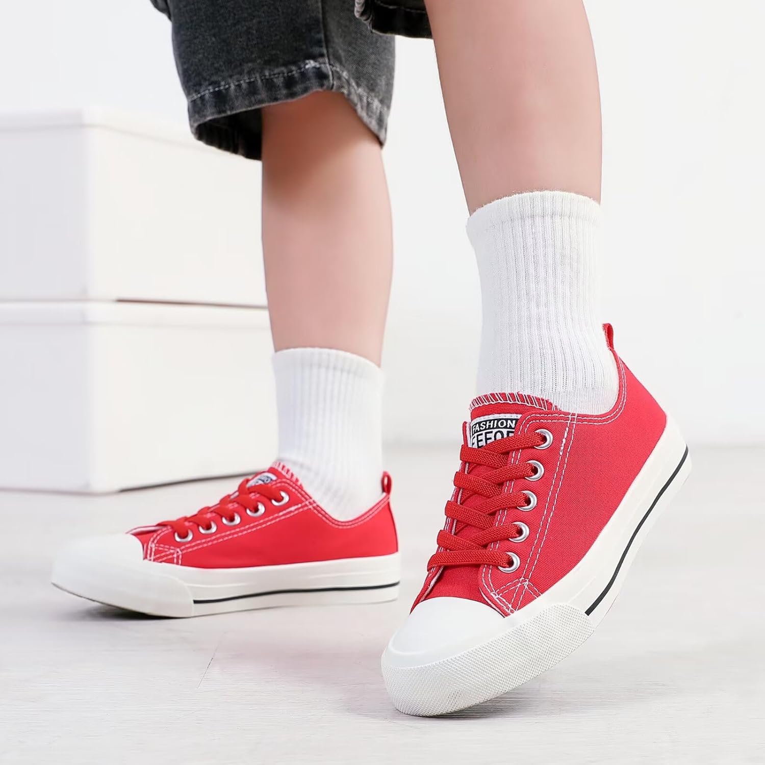 DSWED Toddler Little Kid Sneakers Boys Girls Canvas Shoes Classic Cotton Expandable No Tie Laces Slip On Sneakers - Image 2
