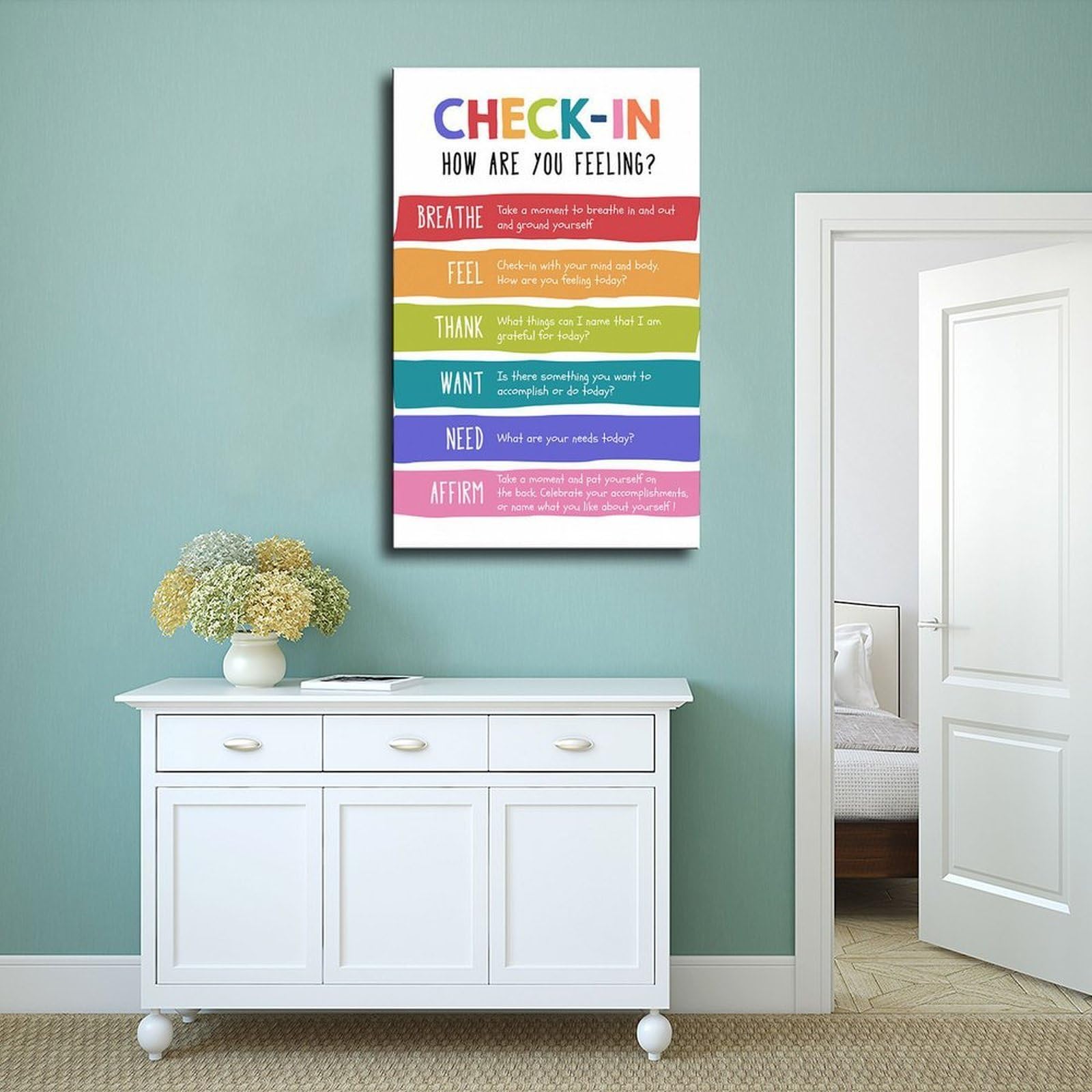 LNYLSJ Poster di salute mentale del controllo emotivo, poster d'arte di affermazione quotidiana | Tela per soggiorno, camera da letto, casa, ufficio, stampa regalo, stile cornice, 50,8 cm di lunghezza x 76,2 cm di larghezza