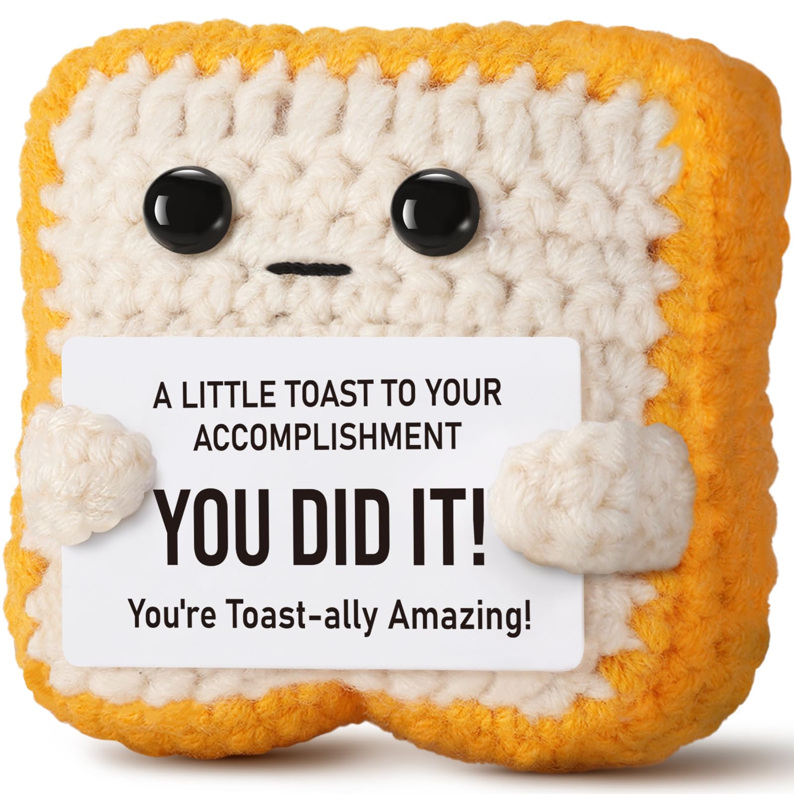 Crochet Toast Congratulations Gifts for Women - You Did It Card for Friends, Students, Coworkers, Teachers – Motivational College Highschool Graduation Decoration for Her Him