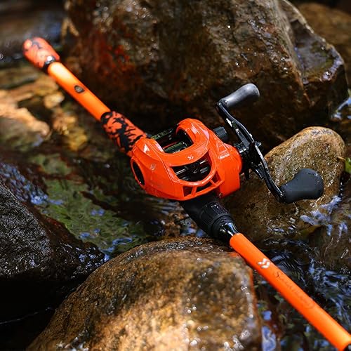 Miniatura 9 de Sougayilang Cañas de pescar, IM7 grafito en blanco de fundición y cañas giratorias, 2 piezas con mango de EVA para lubina, trucha, lucioperca,