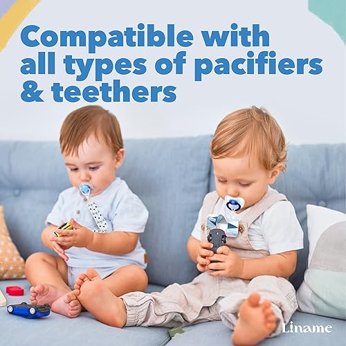 Miniatura 4 de Liname Clip neutro para chupete con juguete de dentición, paquete de 4 clips para chupete para niños y niñas, soporte para chupete Soothie Paci,