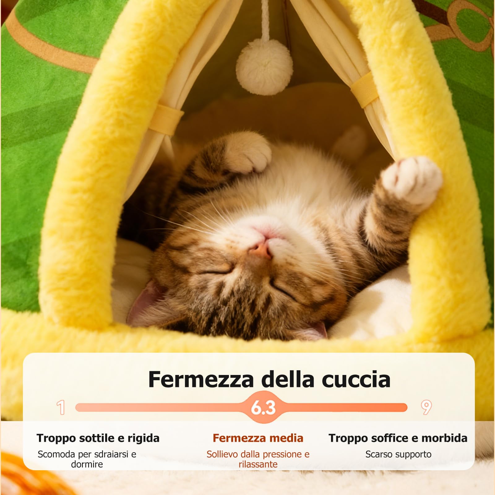 PETCUTE Cuccia per Gatti Semi-Chiusa,Super Morbido,Letto per Gatti con Giocattolo Sospeso e Cuscino Rimovibile Lavabile,Cuccia Gatto Chiusa Interno con Fondo Antiscivolo,XL