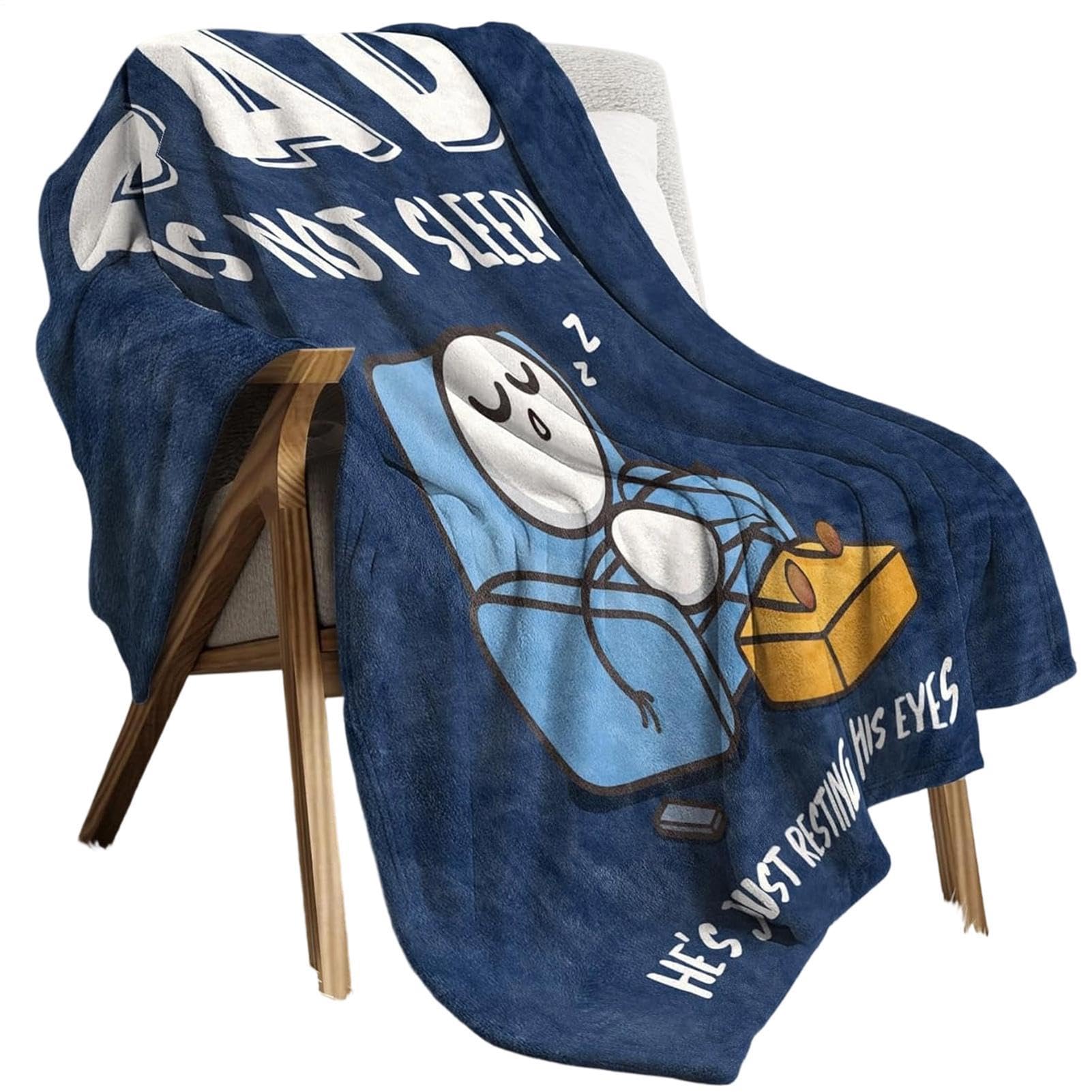 Plaid en flanelle Papa Ne Dort Pas, une couverture humoristique pour canapé et salon