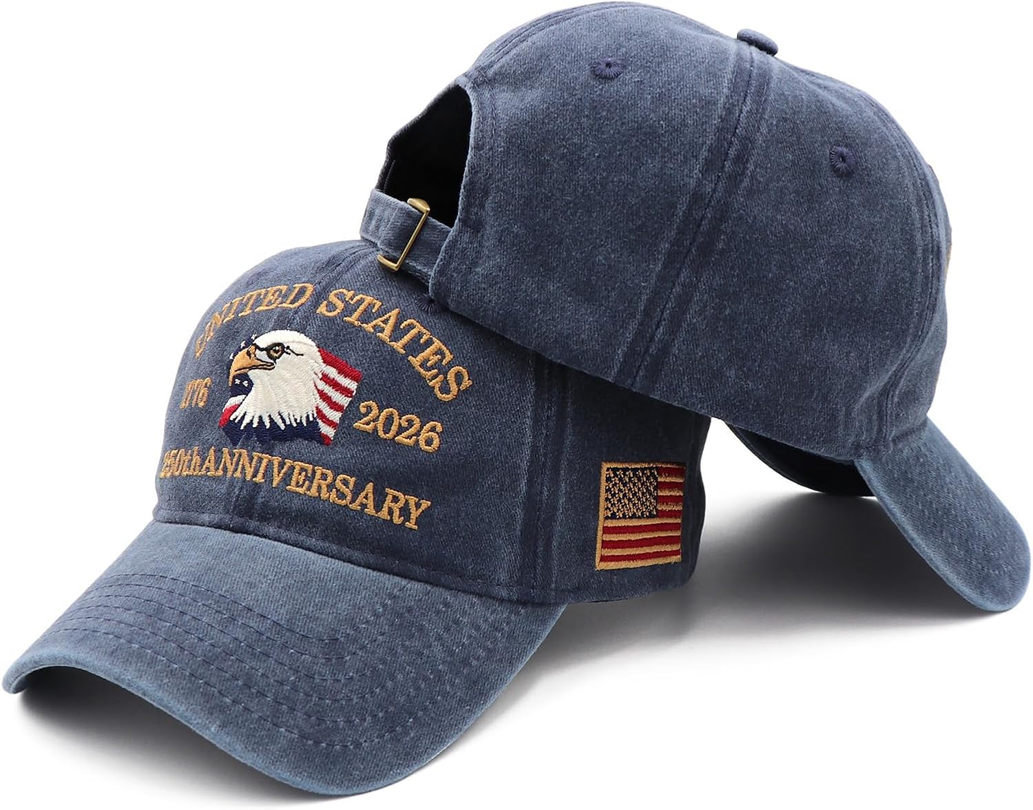 250 Anniversary USA Hat 1776-2026, Patriotic Baseball Cap with Eagle Embroidery, Adjustable Retro Washed Commemorative Cap