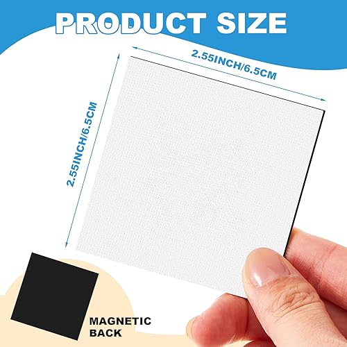 Miniatura 2 de Geyoga 48 piezas de mini lienzos magnéticos para pintar lienzos cuadrados de 2.56 x 2.56 pulgadas, mini azulejos con imán, paneles de arte de